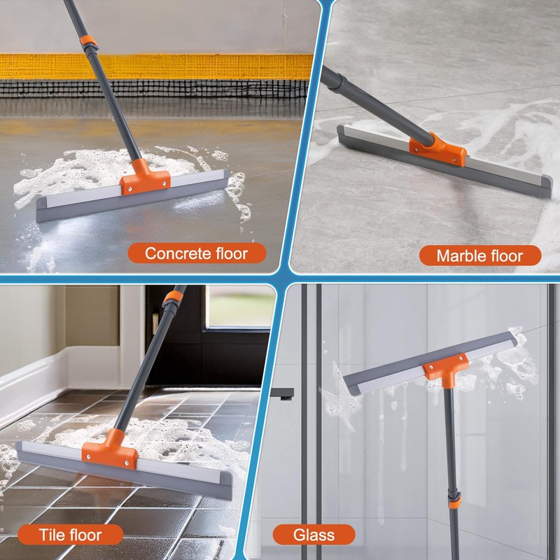 CLEANHOME Rubber Floor Squeegee for Concrete Floor, Tile Floor, Metal