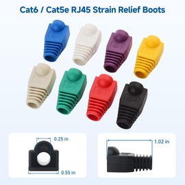 Cable Matters 100-Pack Cat6 / Cat5e RJ45 Strain Relief Boots, RJ45 Boot, Cat 6 Ethernet Boots, Multicolored, Fits 6.5mm (0.25in) Ethernet Cables