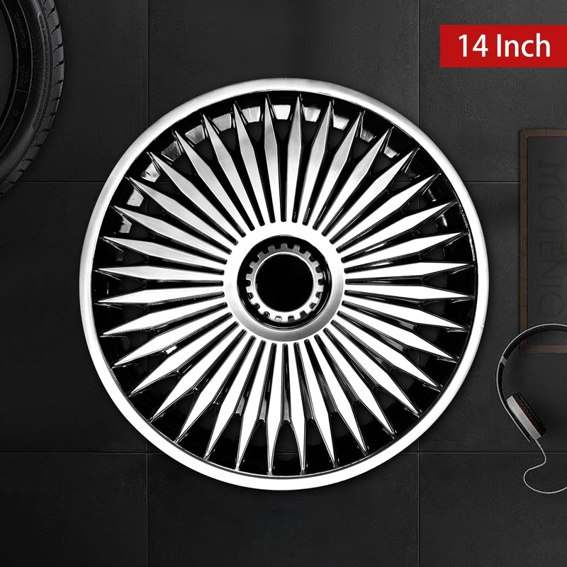 14 inch Wheel Covers for Iron Rim, 14" Black Hubcap