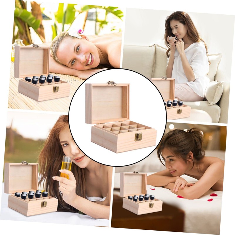 Ipetboom Essential Oil Box Wooden Essential Oil Storage Case Travel-Sized