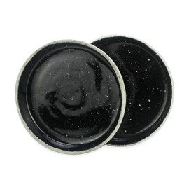 roro Ceramic Tableware, Assorted Sets, Rustic White and Glossy Jet-Black Speckled, Hand Glazed, Microwave and Dishwasher Safe (8 x 1 inch 2pc)