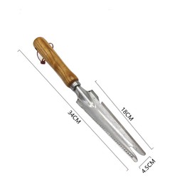 Voarge Weed Cutter with Wooden Handle, Stainless Steel Root Cutter for Removing Weeds, Loosening the Soil, Digging etc., 34 x 4.5 cm