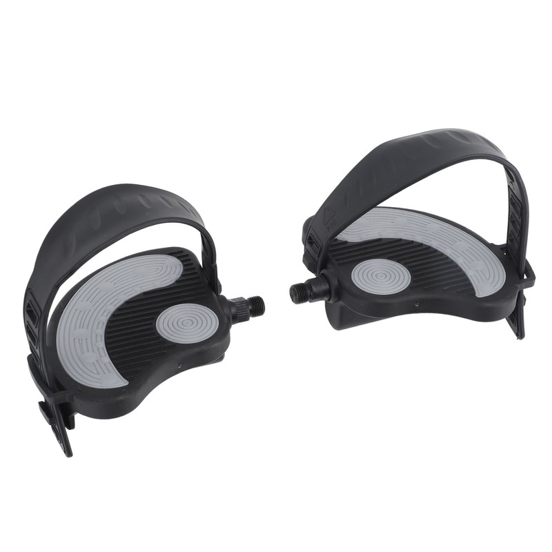2PCS Exercise Bike Pedals with Straps PP PVC Stainless Steel
