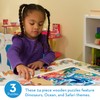 Melissa & Doug 3-Puzzle Jigsaw Set - Dinosaurs, Ocean, and