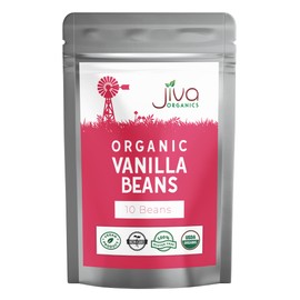 Jiva Organic Vanilla Beans 10 Count – Premium Grade A Ceylon Pods from Sri Lanka – Non-GMO, All-Natural, Hand-Cured for Baking, Cooking & Homemade Vanilla Extract