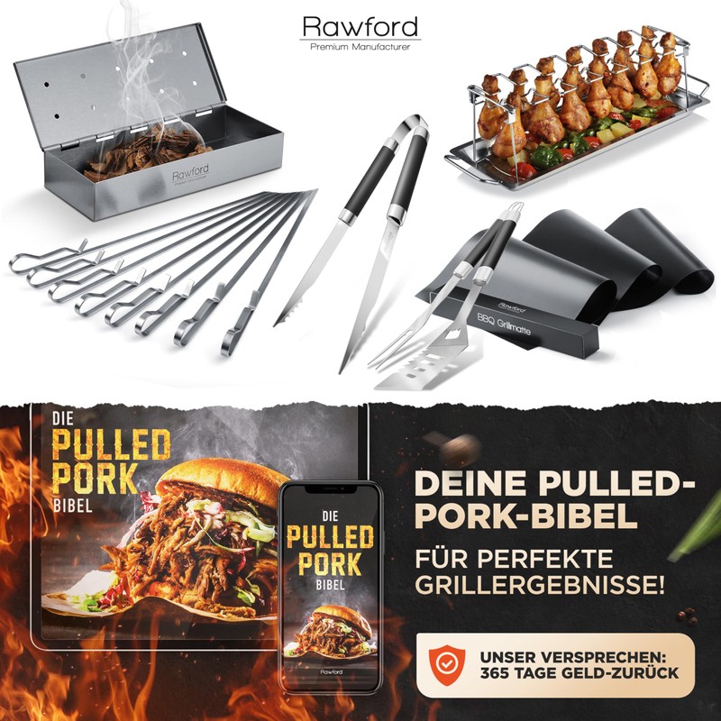 Rawford Grillhandschuhe, Ofenhandschuhe Hitzebeständige bis zu 500 ° C, Premium