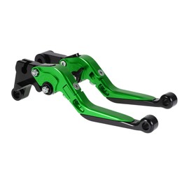 A ABSOPRO Kurze Lange Brems- und Kupplungshebel für Yamaha YZF R1 15-22 Verstellbare Motorrad Lenker Bremshebel Aluminiumlegierung Grüner Griff Schwarzes Ende