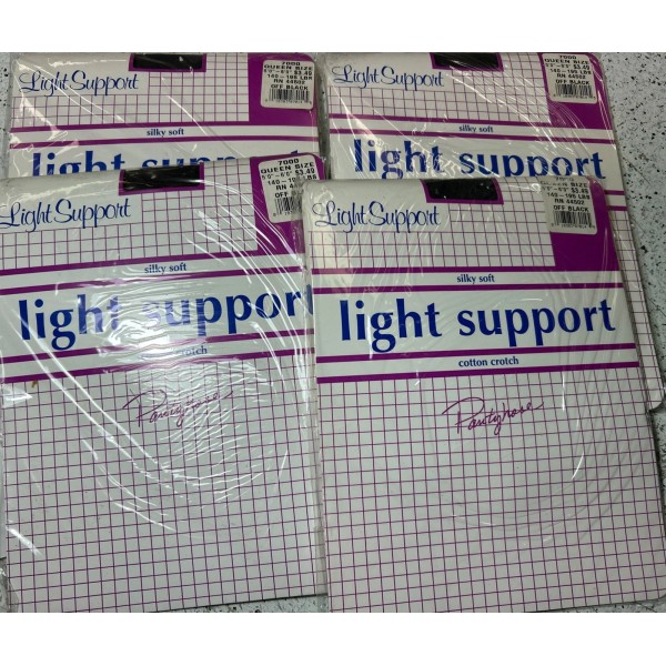 Light Support 4 Pairs Silky Soft Light Support Pantyhose Queen