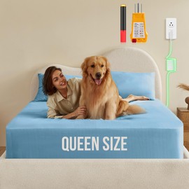 Grounding Sheets, 10% Silver Grounding Bed Sheets, 90% Organic Cotton Grounded 400 Threads Connected Bedding, Deep Pocket Fitted Earth Sheets with Grounding Tester - [Queen - 60"x 80"x 15",Sky Blue]