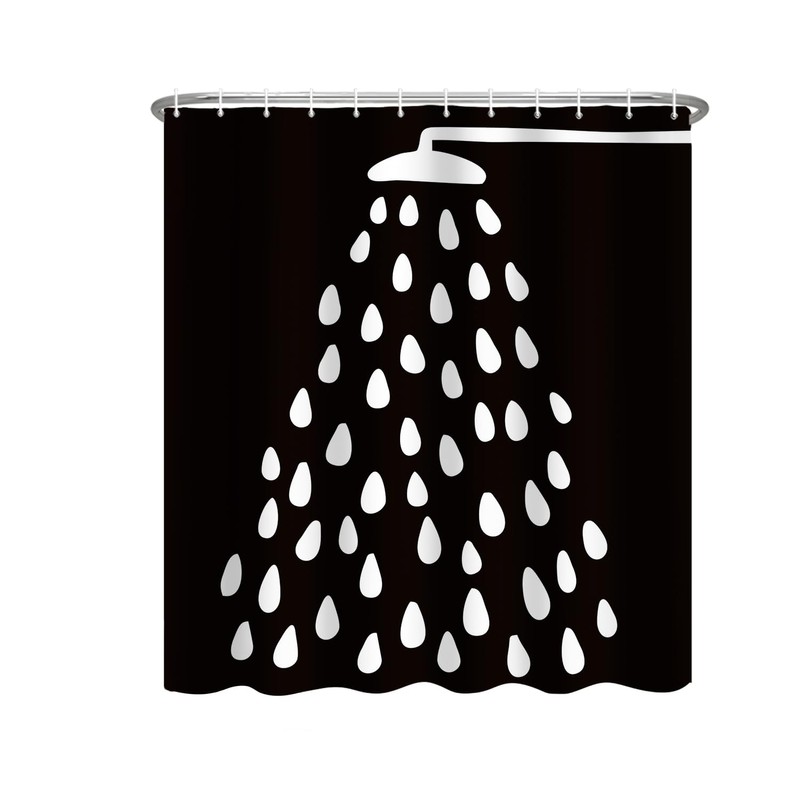 RiePoiia Black and White Shower Curtain Fun Shower Head and