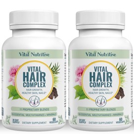 Vital Hair Complex -Hair Growth Vitamins for Women and Men -Biotin & Vitamin B -Hair Growth Supplement for Healthy Hair Skin & Nails -Hormone & Gluten Free -Hair Vitamins for Women