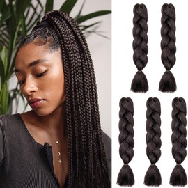 Cybelleza Braids Extensions, Synthetic Hair for Braiding, 60 cm, Ombre, Jumbo Braids, 5 Pieces, Hair Braiding Extensions, Crochet Twist Synthetic Braids, 500 g, Darkest Brown