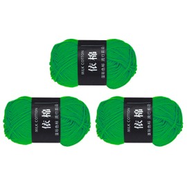 sourcing map 3 Skein Cotton Yarn, 60% Cotton, 40% Acrylic Knitting Yarn Crochet Yarn, Blanket Yarn for Crocheting Each of 141g/4.97oz(Per Skein 80m/87.5 Yard) /Bright Green