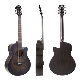 Soldin 40 Inch Acoustic Guitar Premium Solid Spruce Top Cutaway Acustica Guitarra Bundle kit With Gig Bag,Guitar Stand,Tuner,Strap,Capo,Strings,Cleaning Cloth and Picks(Silent black)