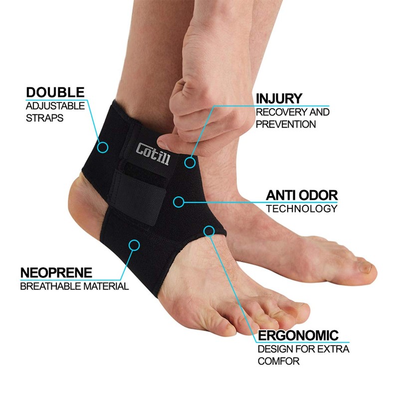 Cotill Ankle Support Brace - Adjustable Ankle Compression Wrap Strap