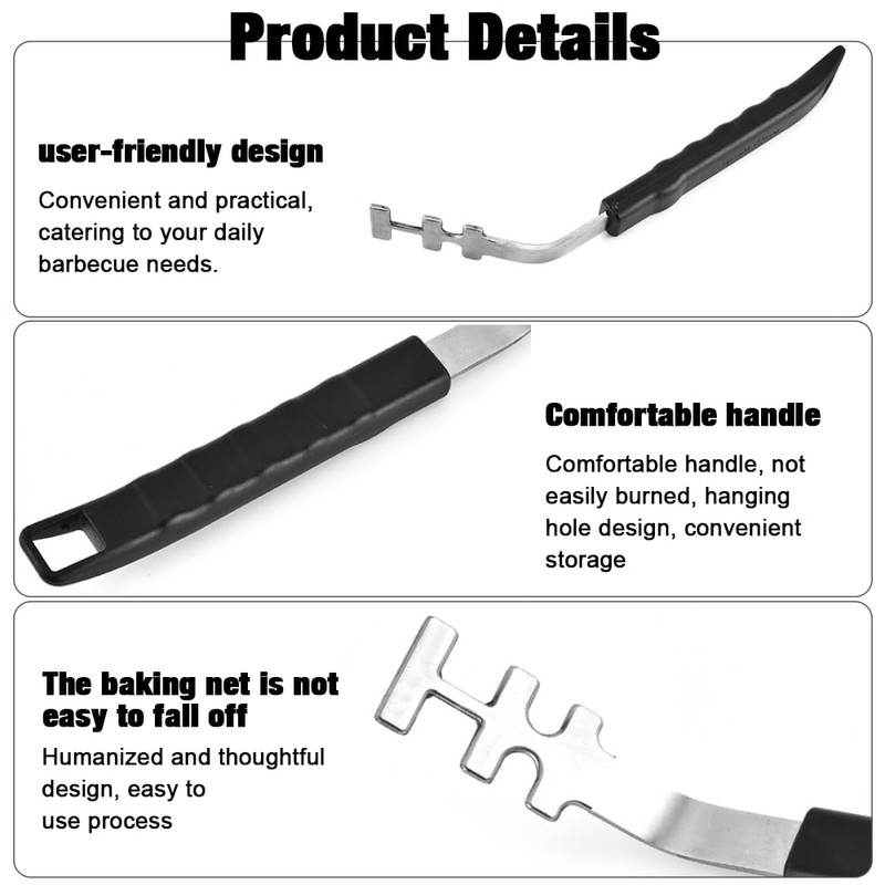 BNGXR Heat-resistant grill grate lifter, stainless steel grill grate puller,