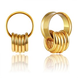 LADEMAYH with Hoop Rings Ear Plugs Tunnels Gauges for Ears Gauges Body Jewelry, Size 2g - 1 inch Ear Expander Gauge Earrings, Hypoallergenic Stainless Steel Ear Piercings Stretcher, 08mm=0g, Stainless