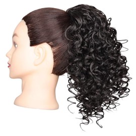 Xiaofeng Spring Curly Ponytail Hairpiece Light Black Drawstring Synthetic Ponytail Extension for Women and Girls Daily Use (4#, 12 Inches)