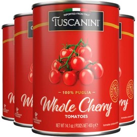 Tuscanini Whole Cherry Tomatoes 14.1oz (4 Pack) | Imported From Italy, Delicious Taste & Texture, BPA Free Lined Can, Kosher for Passover