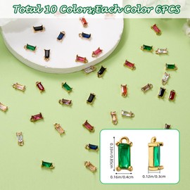 COGCHARGER 40Pcs Crystal Glass Charms for Jewelry Making Bulk Cute Dangle Charms Rectangle Colorful Pendants for Earrings Necklace Bracelet DIY Supplies