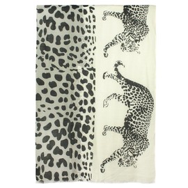 Dahlia Women's 100% Wool Scarfs, Wraps, and Shawls Majestic Cheetah Print, Gray