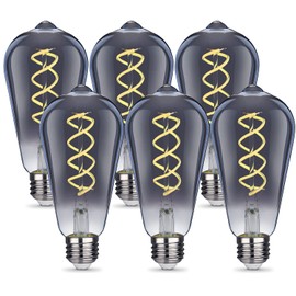 YIMILITE ST58 (ST19) LED Edison Bulbs 45 Watt Equivalent, CRI 80+, High Brightness Daylight White 5000K Smoky Grey Glass, Dimmable Antique LED Filament Bulbs, E26 Medium Base, 6 Pack