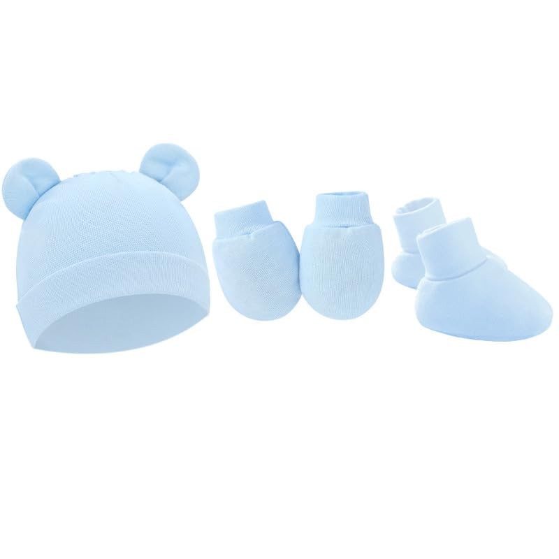 Lokorus Newborn Beanie Hats Mittens Foot Cover Set Autumn/Winter Newborn
