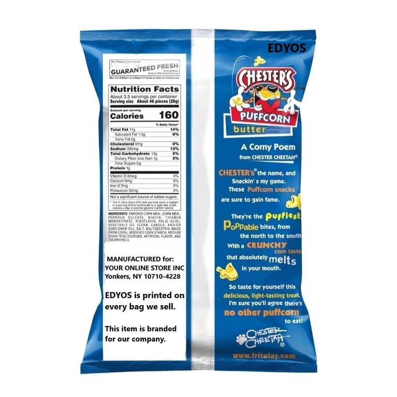 EDYOS Chesters Puffcorn Butter Puffed Corn Snacks, 3.25 oz (1
