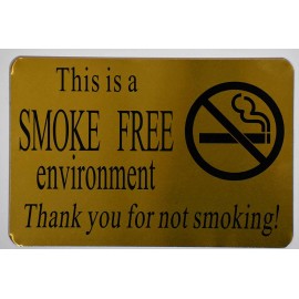 Buildingsigns.com This is Smoke Free Environment Sign (Gold, Aluminium 6X9)-REF24-102