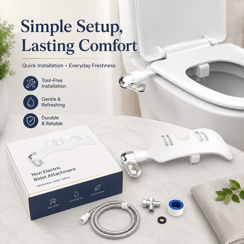 Non-Electric Bidet Attachment for Toilet Seats – Adjustable Fresh Water