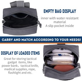 bvya Tactical Molle Pouch Multi-Purpose Compact Waist Pack Water-Resistant Small Utility EDC Pouch with Flag Patch for Molle Backpack