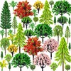 QUOZUO 38PCS Mini Model Miniature Trees, Mixed Model Colourful Trees