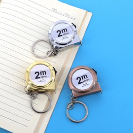 2M Tape Measure Mini Steel Tape Retractable Tape Measure Keychain Portable Keyring Pull Ruler Measuring Tape (Bronze)