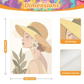 KEYIFA Paint by Numbers Kit for Adults Framed, Easy Painting Kits for Beginners, Paint on Clear Colored Canvas, Acrylic Pigment Drawing Paintwork, DIY Home Wall Decor, 12x16 in, Retro Woman