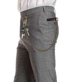 [Ahiller] Men's Wallet Chain, Double Locking Key Chain with Tungsten Steel Sharp Cone Carabiner, Jeans Chain, Wallet Chain, DK-Carabiner-chain-Bronze