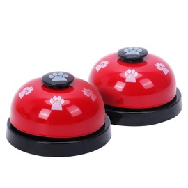 Cian Set of 2 Pet Metal Training Bells. Pet Eating, Potty Training and Communication Device Ringer Pet Interactive Toy. Dog & Cat Training Clicker (RED - RED)