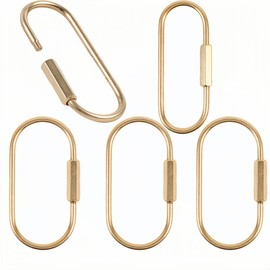 5-Pack Brass Key Rings - Gold Keychain with Screw Lock Carabiner Clip for Keys Backpack Luggage Jewelry Accessories
