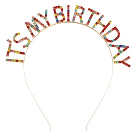 Birthday Crown Tiara for Girls, Cute Colorful IT'S MY BIRTHDAY Headband for Women, Rainbow Happy Birthday Headband Decorations Gifts for Women