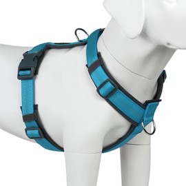 Plutus Pet No Pull Dog Harness, Adjustable Nylon Harness with Soft Padding, Reflective and Heavy Duty Dog Harness for Small, Medium, Large Dogs(Cyan, XS)