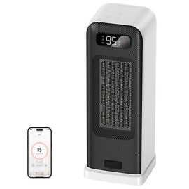 FLANUR Space Heaters for Indoor Use, Smart Portable Electric Heater with Thermostat, WiFi and Voice Control, 12H Timer, 4 Modes, 36dB 1500W PTC Ceramic Safety Heat for Office Bedroom Home 1Pack White