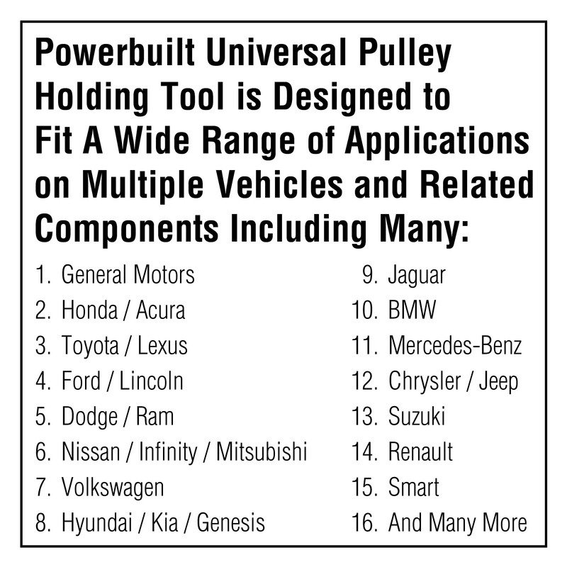 Powerbuilt Universal Pulley Holder Tool Kit, Hold Pulleys Servicing Vehicle