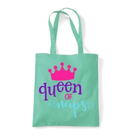 Queen Of Naps Statement cotton tote shopping bag - Mint