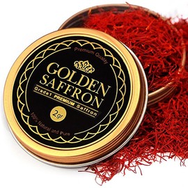 Golden Saffron, Finest Pure Premium All Red Saffron Threads, Grade A+ Super Negin, Non-GMO Verified. For Tea, Paella, Rice, Desserts, Golden Milk and Risotto (2.0 Grams)