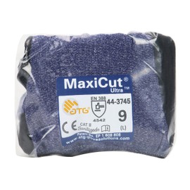 ATG 44-3745V/XL Maxicut Ultra, Blue Eng Yarn, Black Microfoam Nitrile Grip, Vend Pack Blue XL