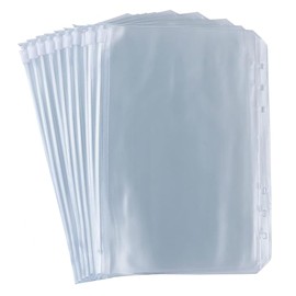 A6 Binder Pockets, Transparent PVC 6-Hole Document Bag, Waterproof Plastic Money Envelope, Zip Folder, Budget Planner, Loose Leaf Bag, Envelope Cover for Photo, Money, Household Book (Pack of 10)