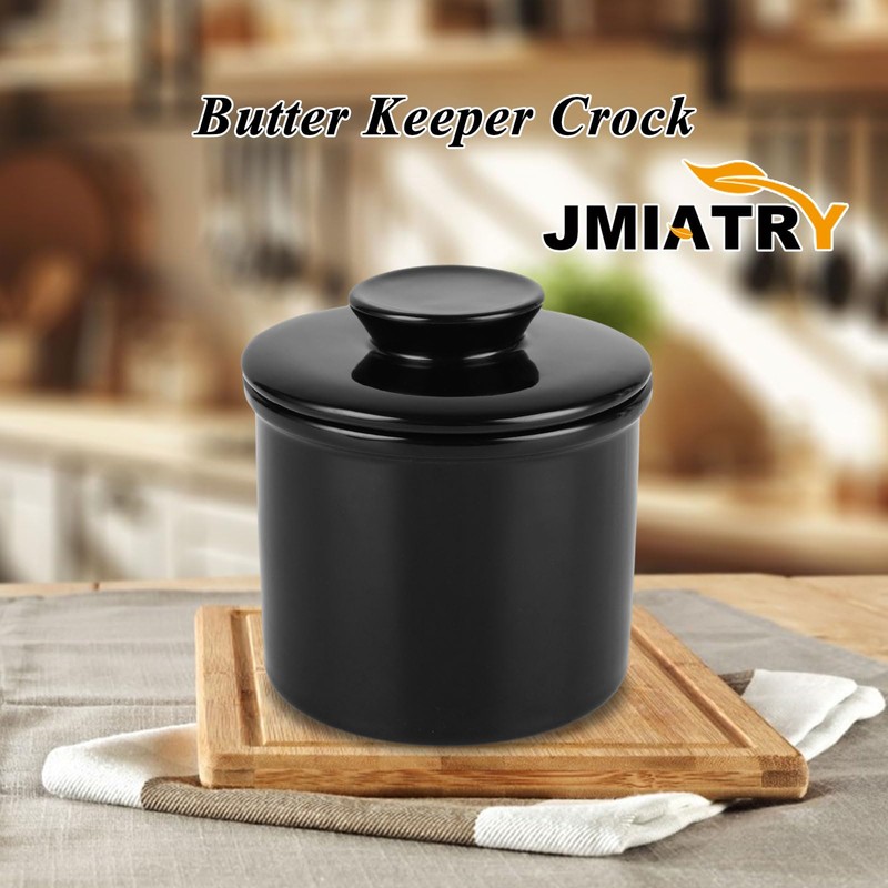 JMIATRY Butter Keeper Crock, Ceramic Butter Container for Fresh Spreadable
