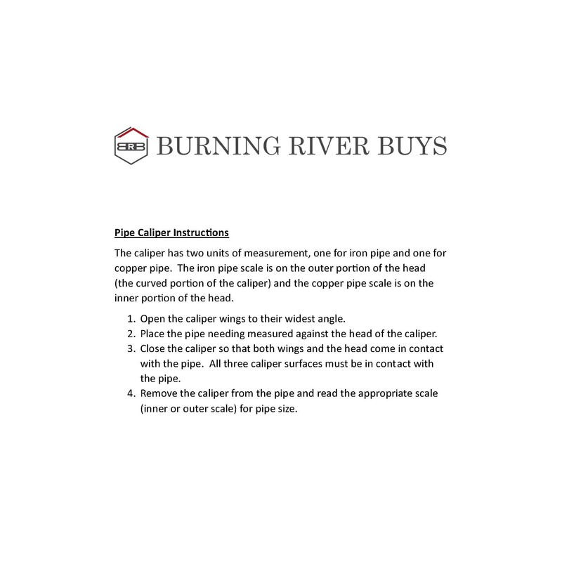 Pocket Sized Pipe Caliper, for Iron Pipe and Copper Tubing