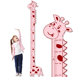 Adorable Giraffe Height Chart for Kids - No-Drill Growth Chart for Wall, Perfect as Kids Room Decor & Thoughtful Birthday Gift for Boys and Girls (Light Pink)