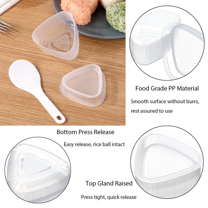EOQPDECD 8 Pcs Triangle Rice Ball Maker with Spatula -