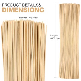 Suclain 600 Pcs 36" Long 5mm Thick Marshmallow Roasting Sticks, Smores Sticks Bamboo Skewers BBQ Kabob Grilling Barbecue Roasting Camping for Outdoor Fire Pits Campfires